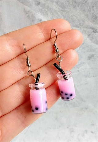 PINK BUBBLE TEA EARRINGS