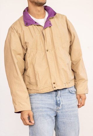 Vintage  Jacket Purple Neck in Beige L