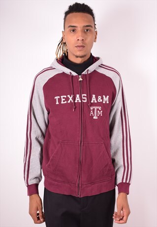 ADIDAS MENS VINTAGE TEXAS A&M HOODIE JACKET MEDIUM 90S