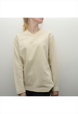Reebok- Beige VNeck Sweatshirt - Medium