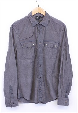 Vintage Armani Exchange Cord Shirt Grey With Button Pockets