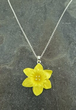 Daffodil Yellow Flower Pendant Necklace