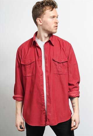 VINTAGE CORDUROY CORD SHIRT RED