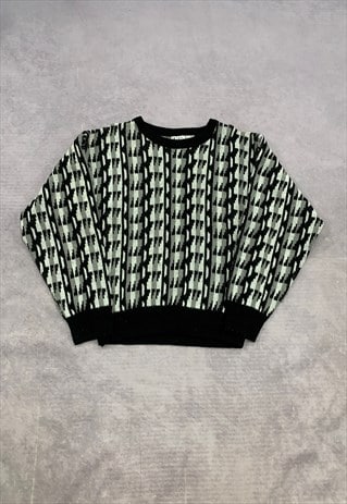 VINTAGE KNITTED JUMPER ABSTRACT PATTERNED KNIT SWEATER