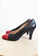 VINTAGE CHANEL LEATHER CAP TOE HEELS, CHANEL PUMPS SIZE 7