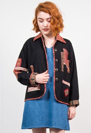 VINTAGE 90'S AZTEC STYLE HIPPIE JACKET BLAZER