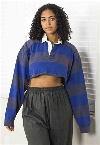 VINTAGE RALPH LAUREN CROP TOP LOGO 90S L 15.9