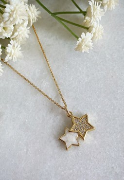 Clara Gold Double Star Necklace
