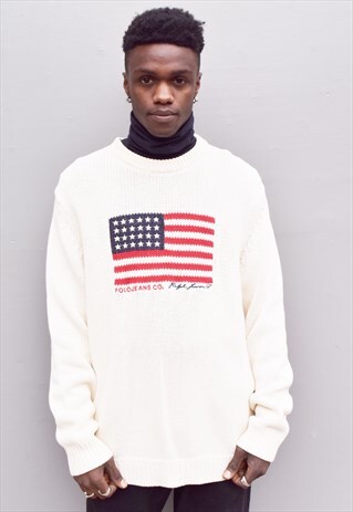 RARE VINTAGE RALPH LAUREN POLO FLAG KNIT JUMPER