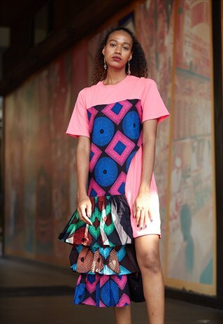 NEON T-SHIRT DRESS PINK