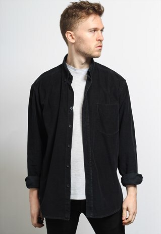 VINTAGE CORDUROY CORD SHIRT BLACK