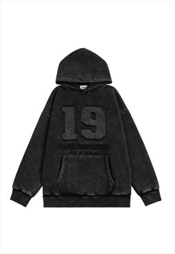 19 hoodie patchwork pullover nineteen jumper in black