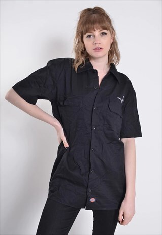 VINTAGE DICKIES WORKWEAR SHIRT SHORTS SLEEVE BLACK