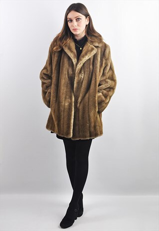 VINTAGE PREMIUM CARAMEL FAUX FUR COAT