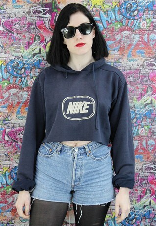 REWORKED NIKE CROPPED HOODED TOP. FESTIVAL.