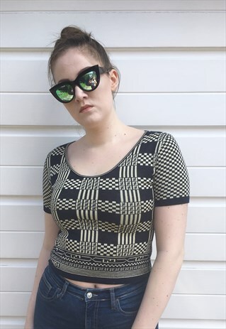 WOMENS VINTAGE 80S 90S FENDI TOP CROP TOP ZUCCA PRINT SHIRT