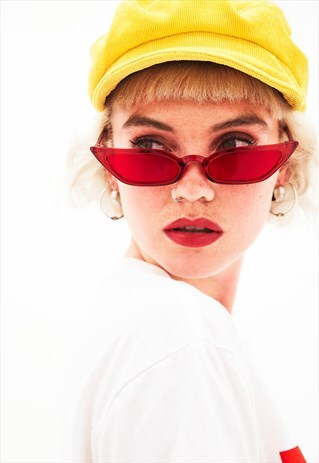 ELIZA - SUPER SKINNY RED CAT EYE SUNGLASSES