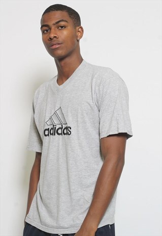 VINTAGE ADIDAS LOGO T-SHIRT GREY