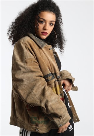 90S DIESEL SUEDE AZTEC PRINT JACKET