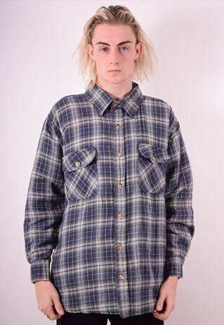 MENS VINTAGE JACKET XL BLUE CHECK 90S