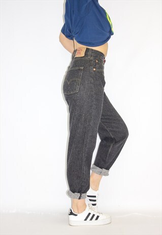 VINTAGE LEVI'S 501 BLACK BROKEN TWILL BOYFRIEND JEANS