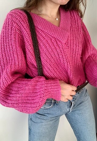 VINTAGE 80S SPARKLING OVERSIZED CHUNKY KNIT JUMPER SWEATER