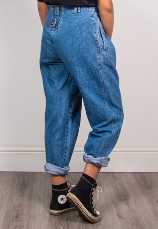 90'S VINTAGE HIGH WAIST BLUE DENIM JEANS