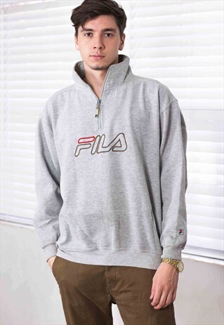 VINTAGE FILA 1/4 ZIP SWEATSHIRT JUMPER LOGO 90S X 18.8