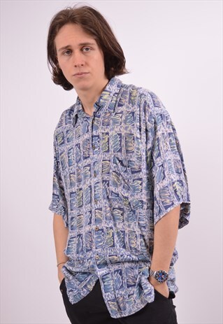 VINTAGE SHIRT CRAZY PRINT BLUE