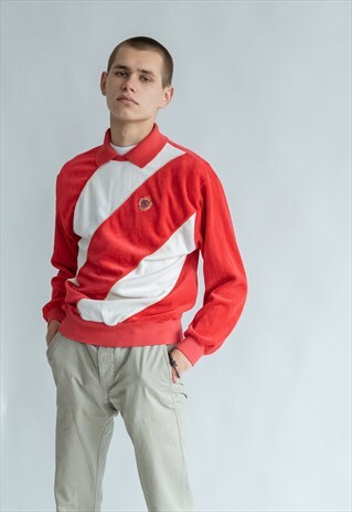 VINTAGE 80S POLO TOP IN CANDY STRIPE VELVET