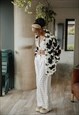 WHITE AND BROWN BLAZER STYLE BRALETTE TOP