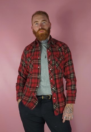 VINTAGE WRANGLER RED WESTERN SHIRT