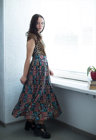 VINTAGE 80'S PATTERNED MIDI SKIRT
