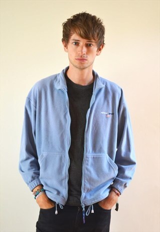 90S VINTAGE BABY BLUE FULL ZIP FLEECE