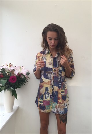 CRAZY PATTERN OVERSIZED UNISEX RETRO VINTAGE FESTIVAL SHIRT
