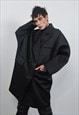 OVERSIZE DOUBLE BREASTED COAT GOTHIC TRENCH JACKET IN BLACK