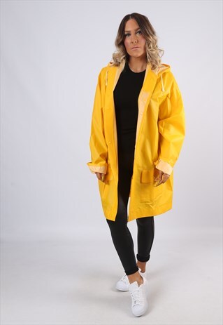 PVC RAINCOAT MAC HOODED JACKET WATERPROOF FESTIVAL (EM5D)