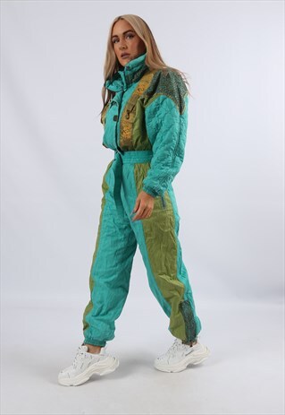 VINTAGE GOLD CHIPS FULL SKI SUIT SNOW SPORTS UK 10 (YAA)