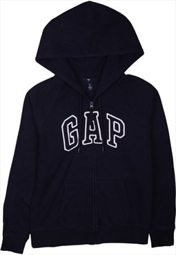 Vintage 90's Gap Hoodie Spellout Full Zip Up Navy Blue Large