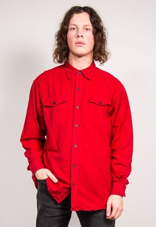 VINTAGE 90'S RED THICK FLANNEL SHIRT