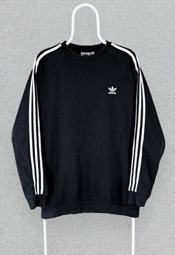 Adidas Originals Black Hoodie Pullover Striped Mens Large