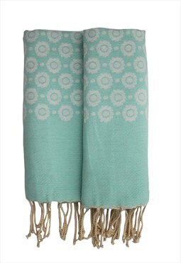 Beach Towel Aqua Blue Flower Fouta