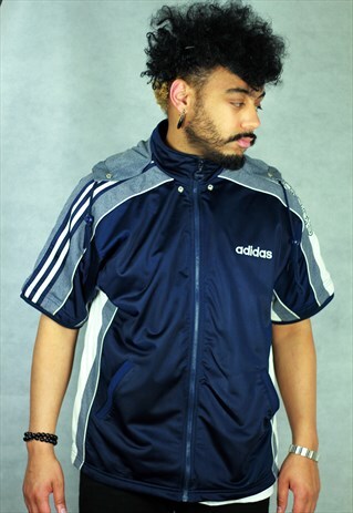 VINTAGE 90S ADIDAS SHORT SLEEVE SPORTS TRACKSUIT JACKET
