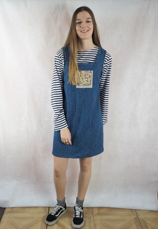 VINTAGE DENIM AND FLORAL MINI DRESS