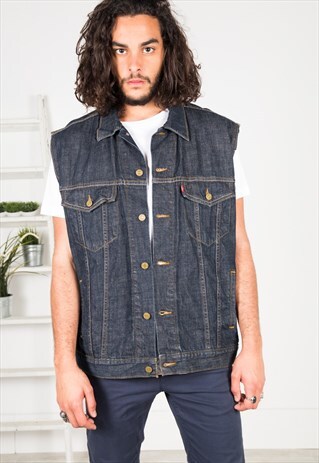 VINTAGE 80'S LEVI'S DENIM WAISTCOAT / S0083