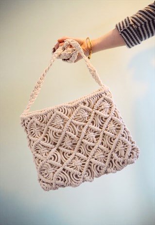 cream crochet bag