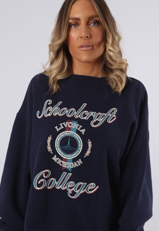 SWEATSHIRT JUMPER OVERSIZED COLLEGE LOGO UK 16 - 18 (O4J)