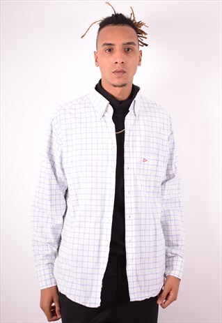 BEST COMPANY MENS VINTAGE SHIRT XXL WHITE CHECK 90S