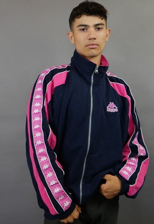 NAVY BLUE & HOT PINK JACKET WITH TAPED SLEEVES