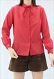 80S VINTAGE RED PUSSYBOW SHIRT BLOUSE (SIZE M)